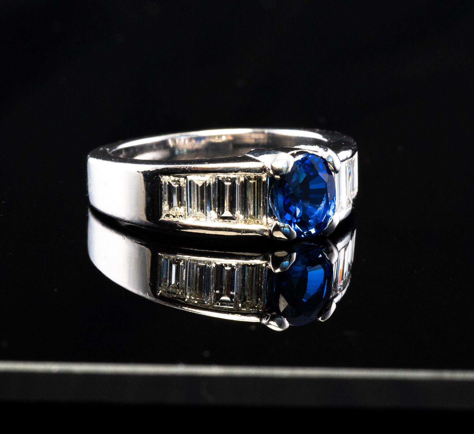 Bague diamant saphir anneau platine Vintage by L.Prals en vente 4