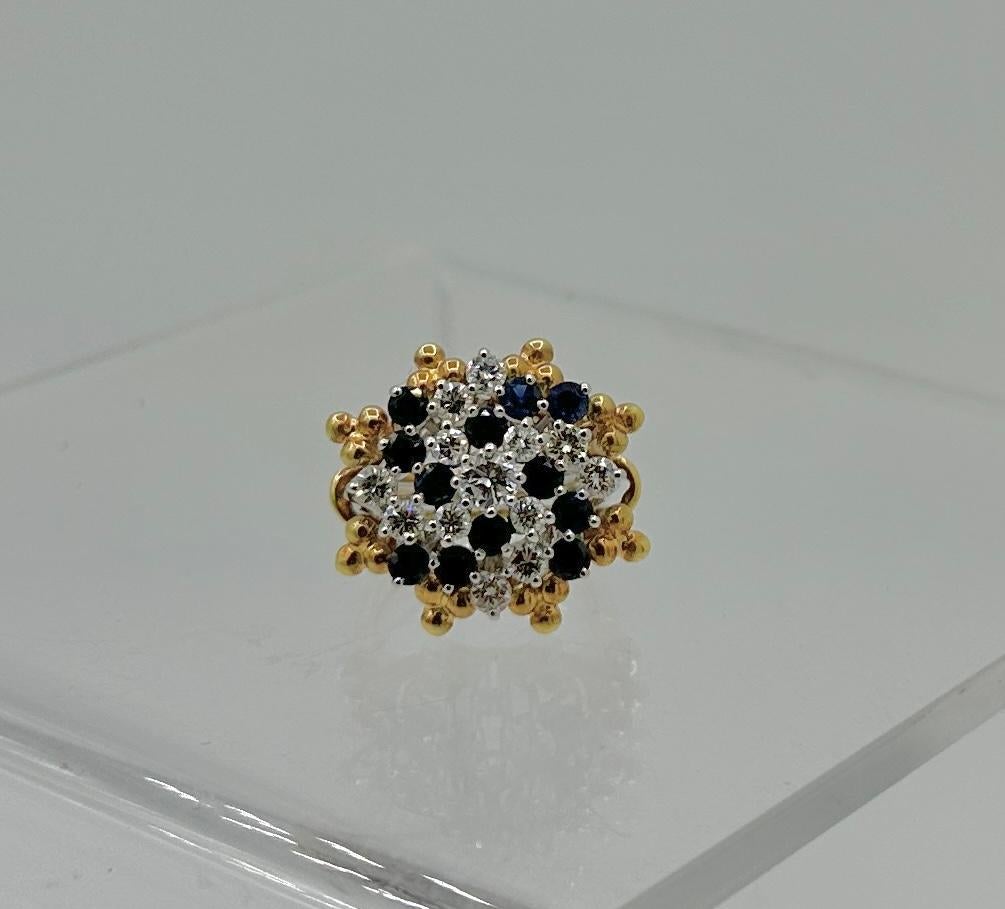 Diamond Sapphire Ring White Gold with Removable Yellow Gold Halo Cocktail Ring For Sale 1