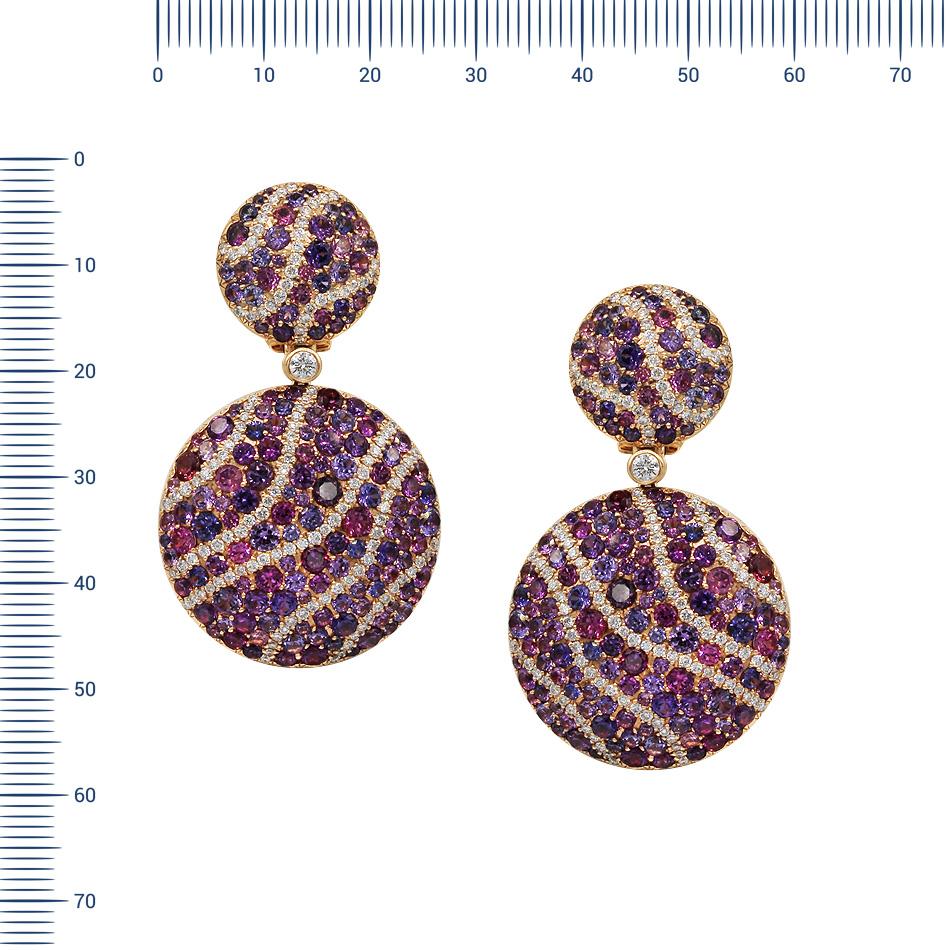 Modern Diamond Sapphire Rose Gold 18 Karat Chic Clip-On Earrings For Sale