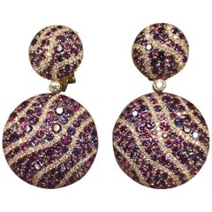 Diamond Sapphire Rose Gold 18 Karat Chic Clip-On Earrings