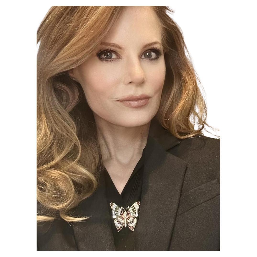 Diamond, Sapphire, Ruby and Emerald Large Vintage Gold Butterfly Pin/Pendant