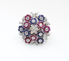 Diamond, Sapphire, Ruby Trembling Floral Bouquet Ring, 2010