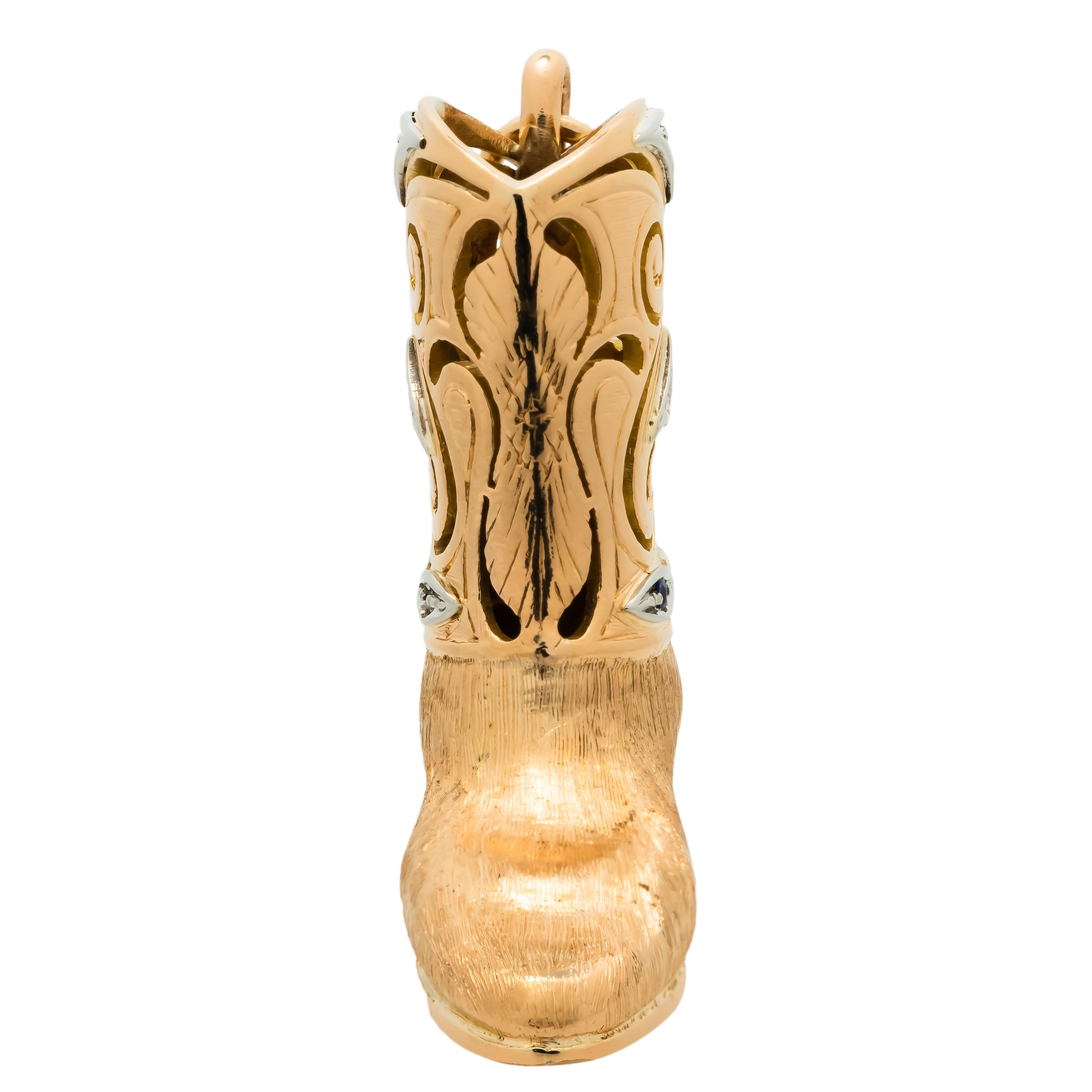 De las mujeres Colgante Bota Vaquera 3D Zafiro Diamante Rubí Oro Amarillo en venta
