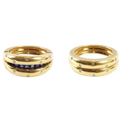 Diamond sapphire smile ring in 18 karat yellow gold