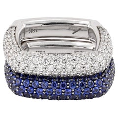 Diamond Sapphire Square Ring Set of Two