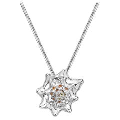 Diamond Sapphire Sterling Silver Shell Pendent Necklace