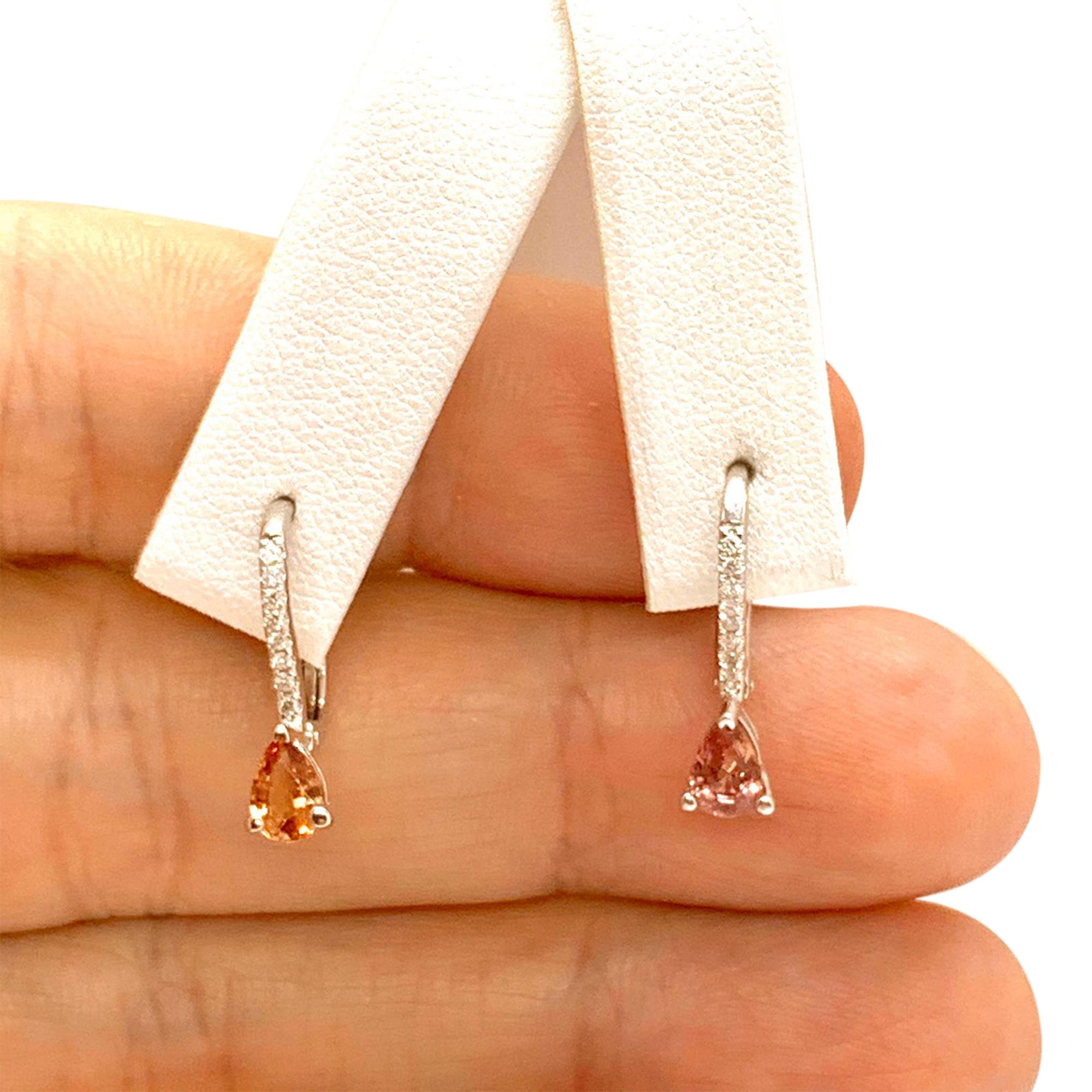 Pear Cut Diamond Sapphire Stud Earrings 18k White Gold 0.95 TCW Certified