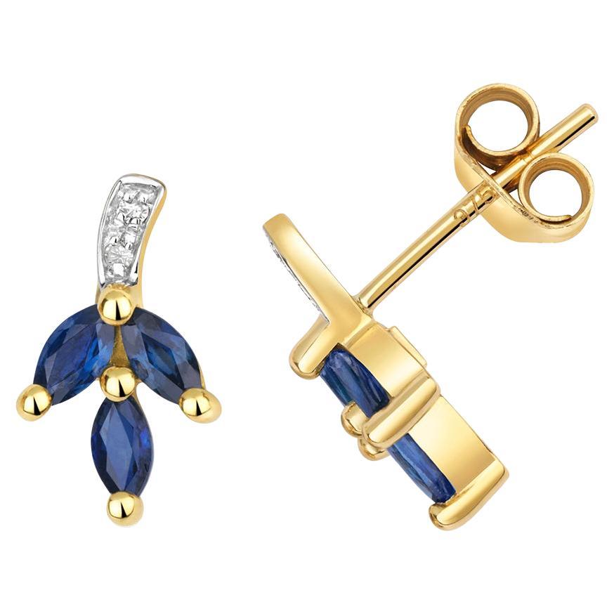DIAMOND & SAPPHIRE STUDS IN 9CT Gold For Sale