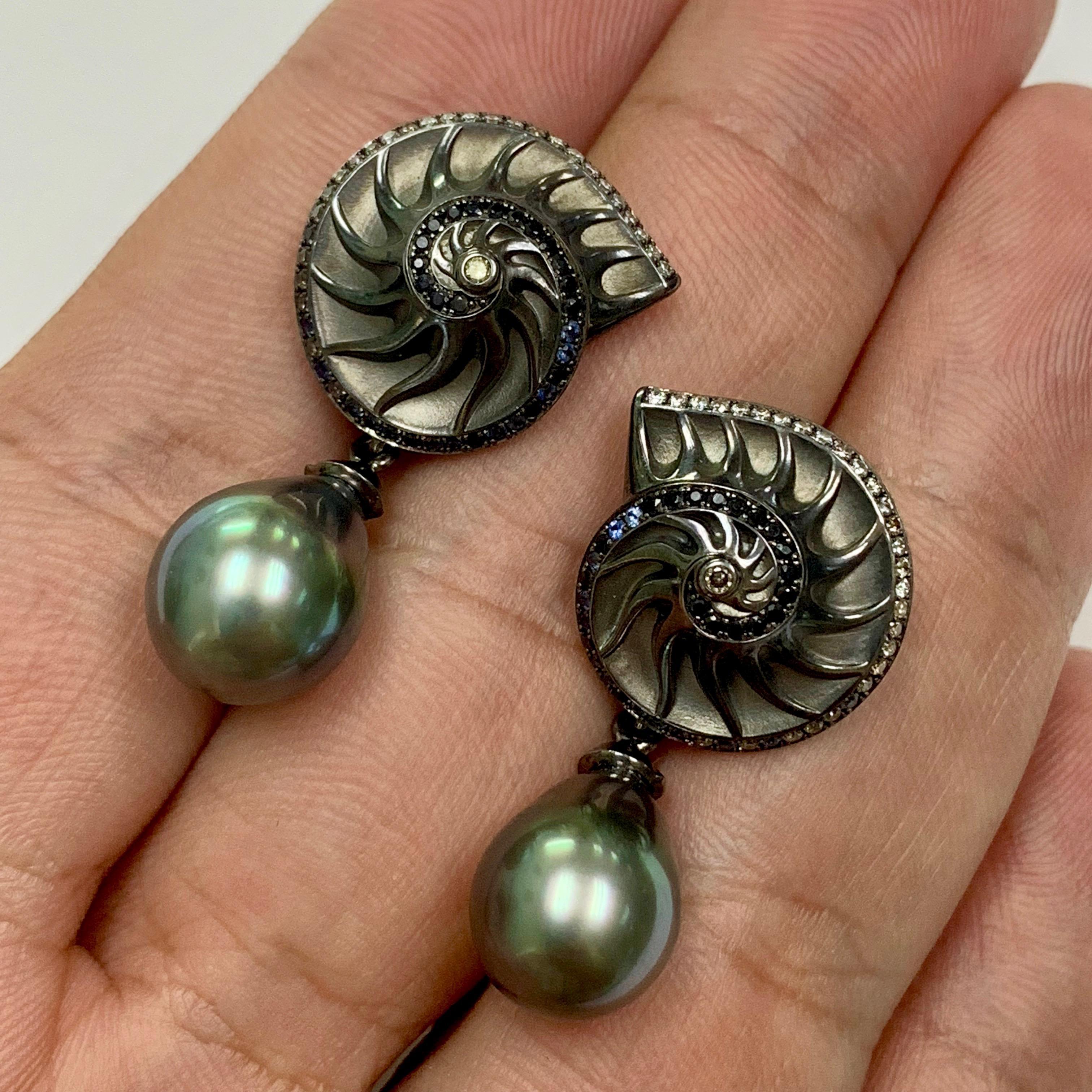 tahiti black pearl earrings