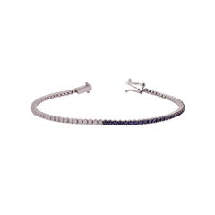 Diamond & Sapphire Tennis Bracelet, 18k White Gold, Diamond Tennis Bracelet