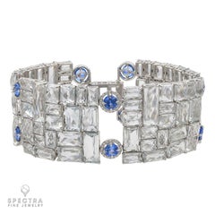 Diamond Sapphire Topaz 18 Karat White Gold Bracelet