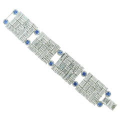 Diamond Sapphire Topaz 18 Karat White Gold Bracelet