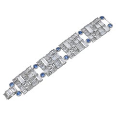 Diamond Sapphire Topaz 18 Karat White Gold Bracelet