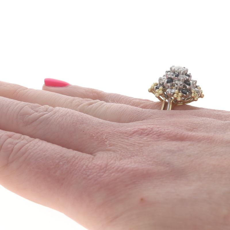 Diamant Saphir Vintage Floral Cluster Cocktail Ring Europäisch 2,92ctw Swirl Damen im Angebot