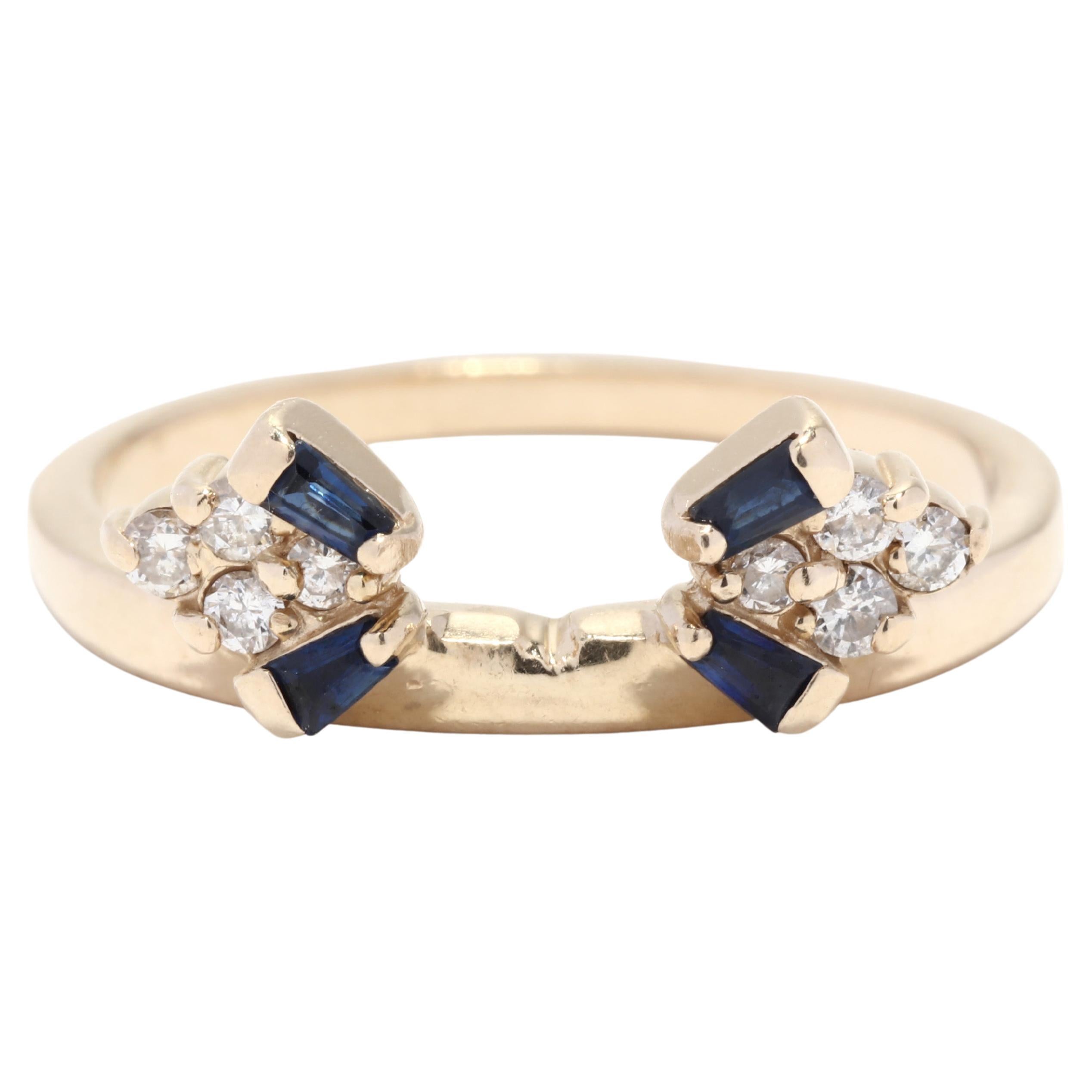 Diamond Sapphire Wedding Wrap Ring, 14K Yellow Gold, Ring