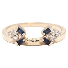 Vintage Diamond Sapphire Wedding Wrap Ring, 14K Yellow Gold, Ring