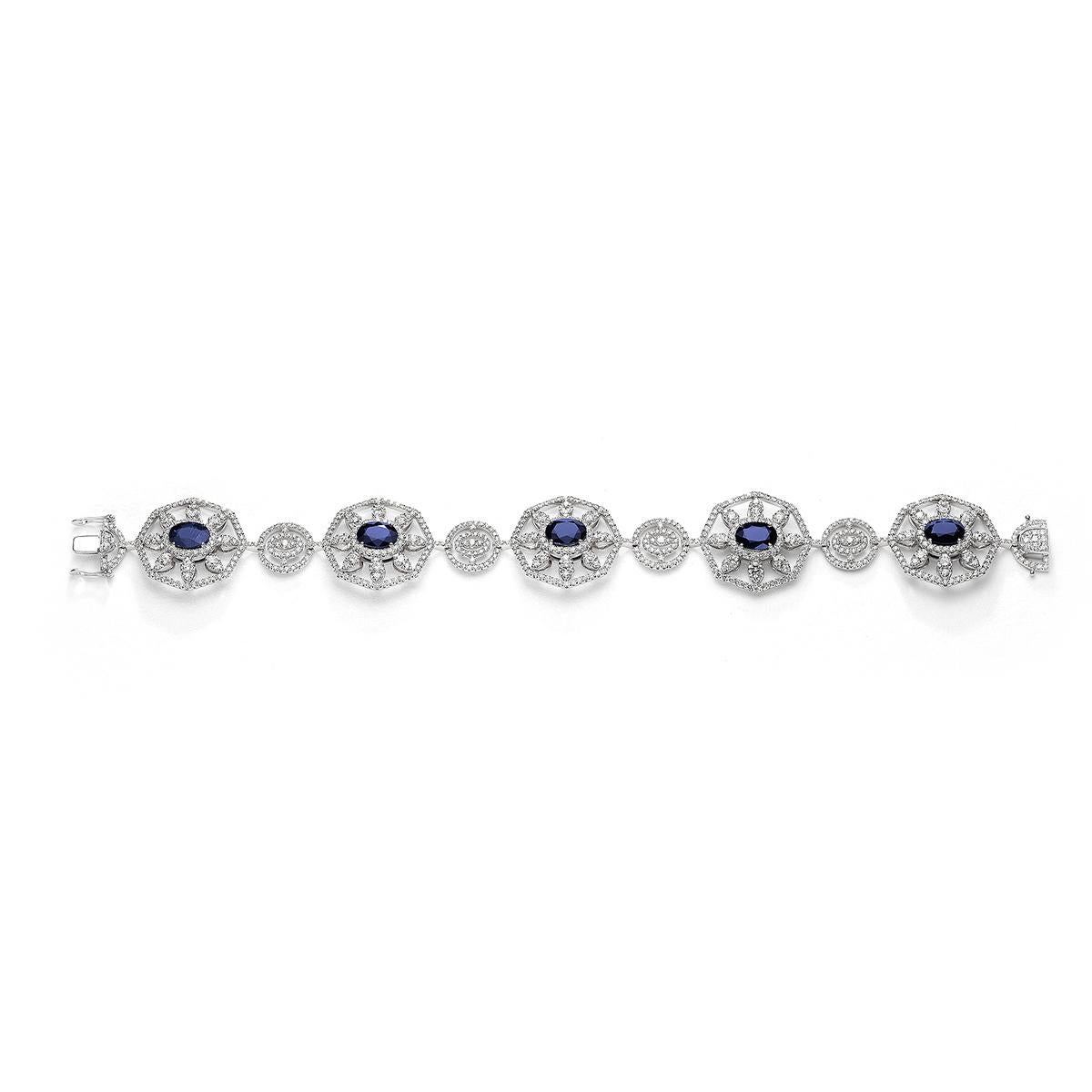 diamond and sapphire bracelet white gold