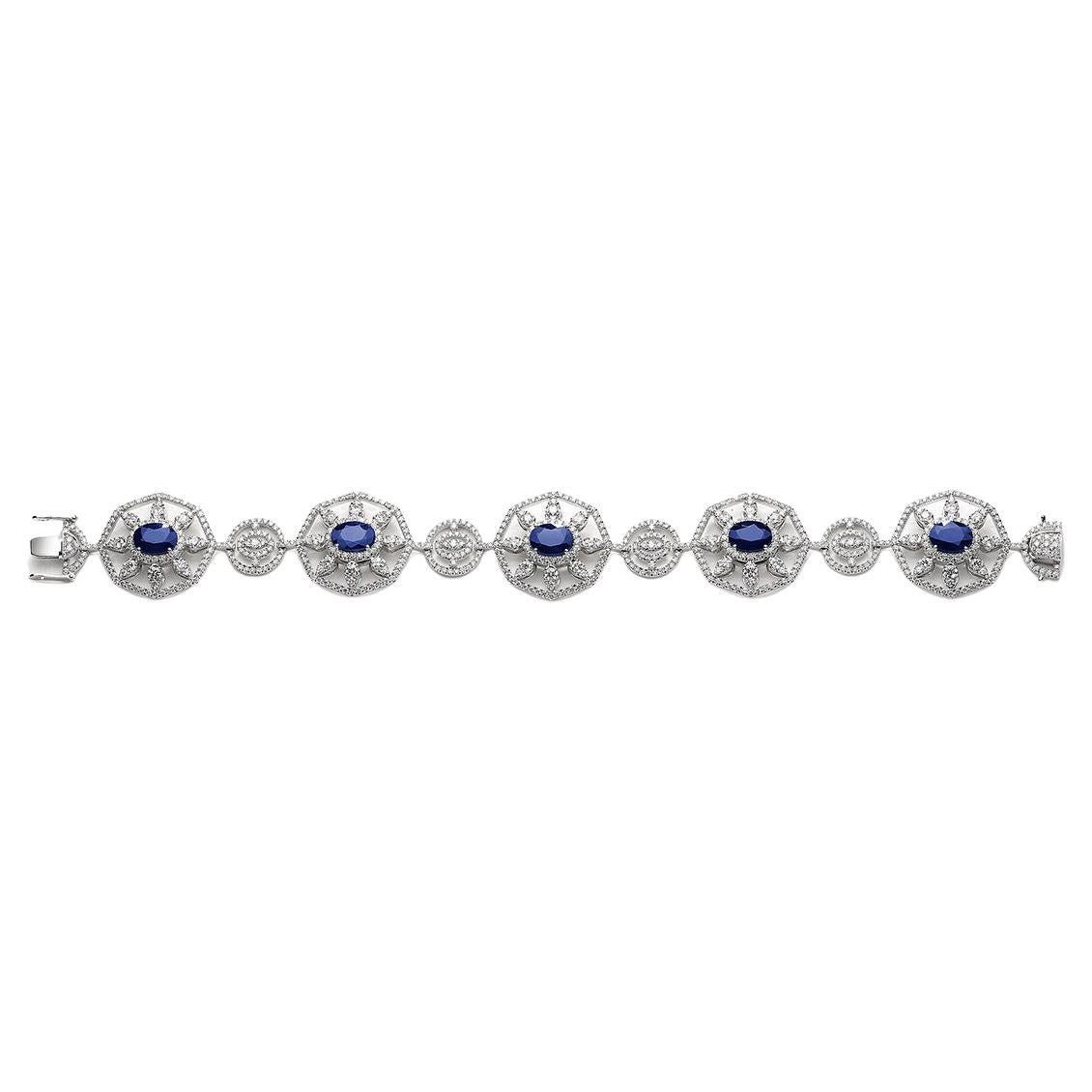 Diamond Sapphire White Gold Bracelet