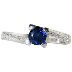 Used Diamond Sapphire White Gold Ring