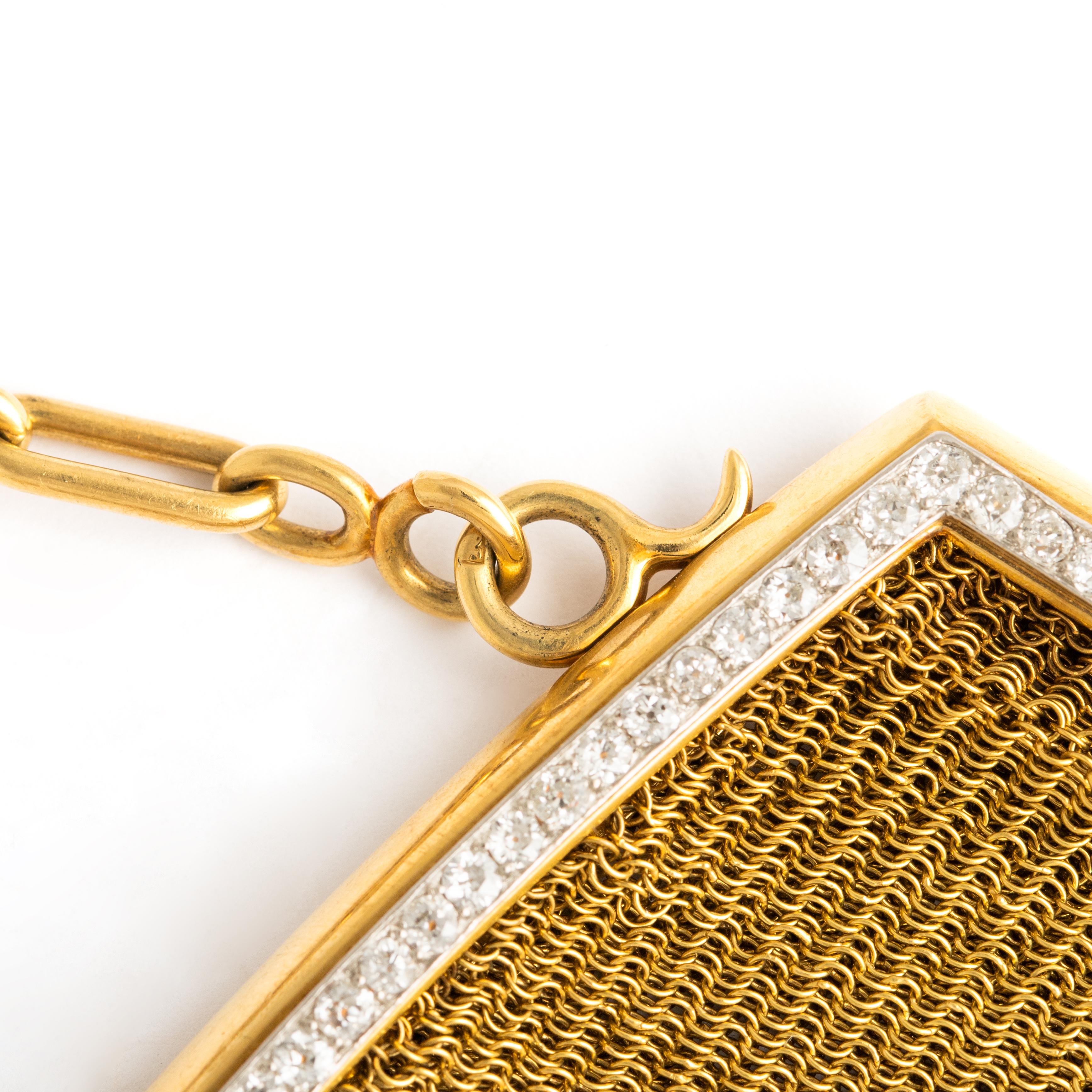 Retro Diamond Sapphire Yellow Gold 18k Evening Bag