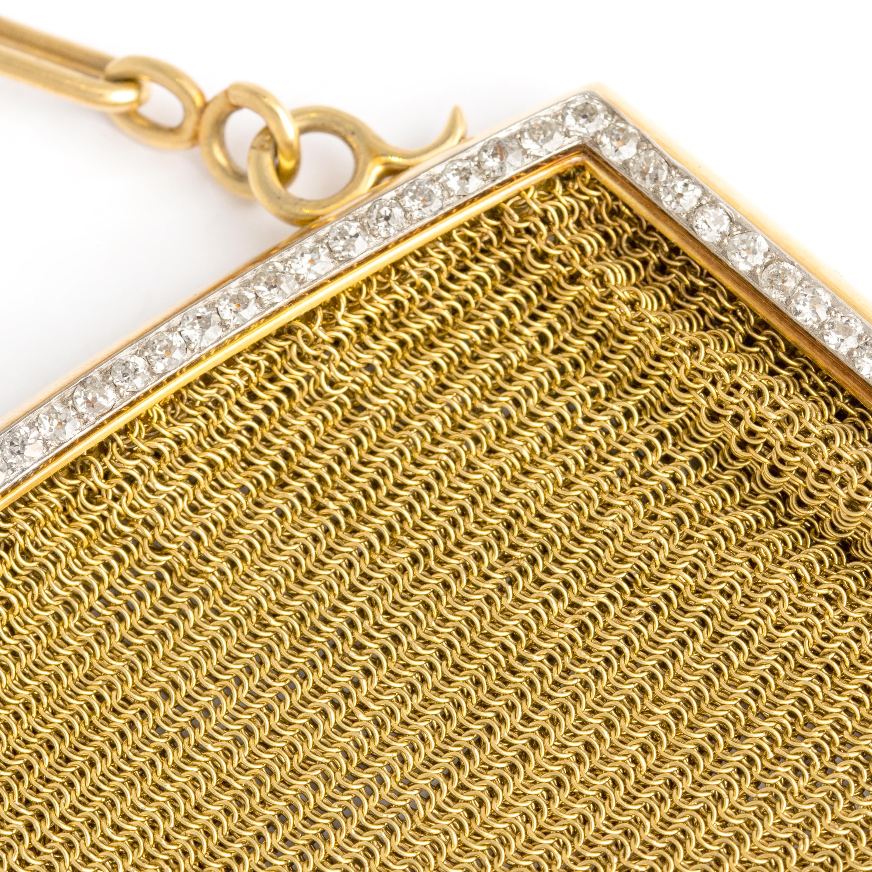 Diamond Sapphire Yellow Gold 18k Evening Bag In Excellent Condition In Geneva, CH