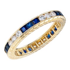 Diamond Sapphire Yellow Gold Eternity Ring