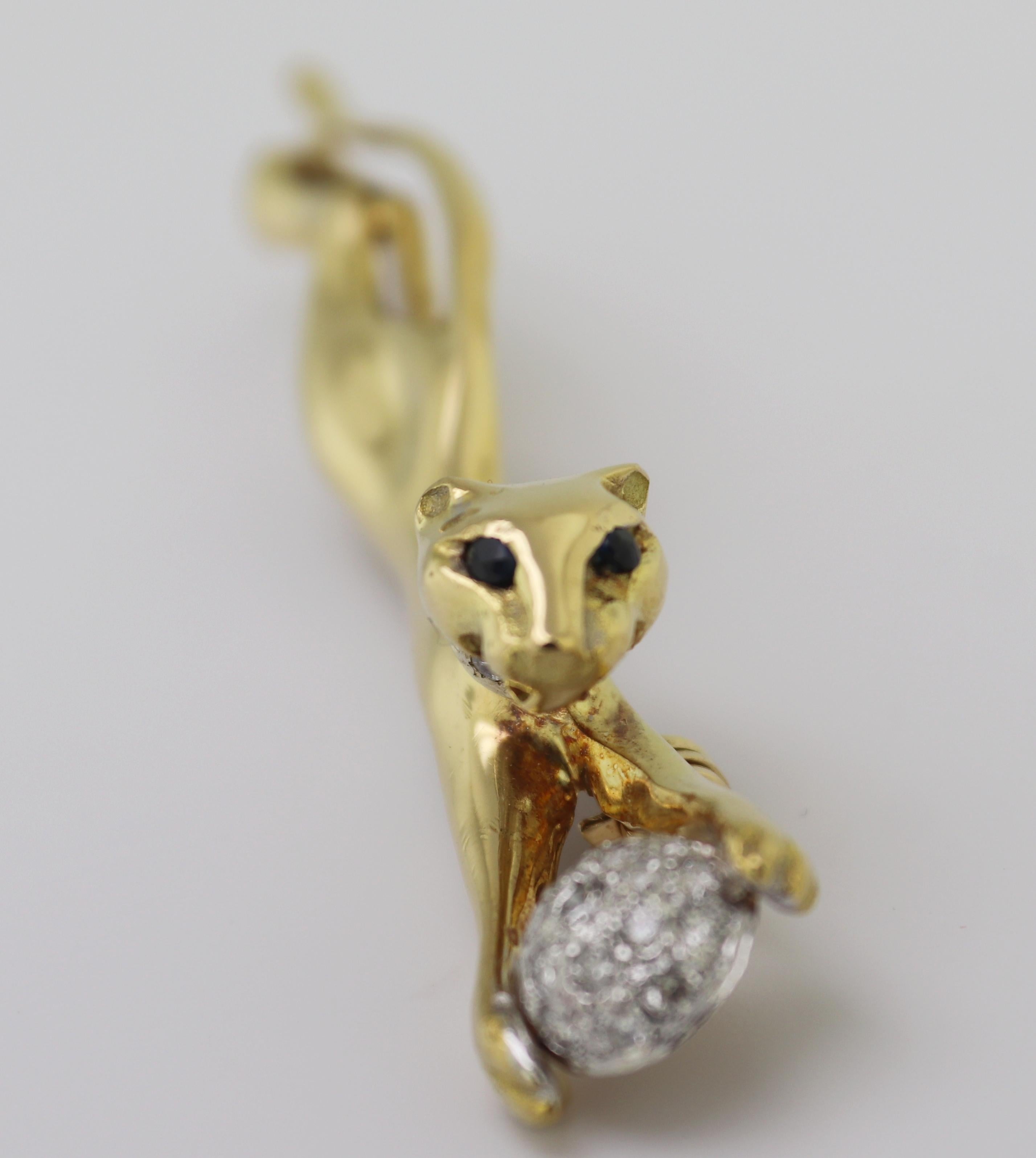 Diamond, Sapphire, Yellow Gold “Leopard” Brooch For Sale 3