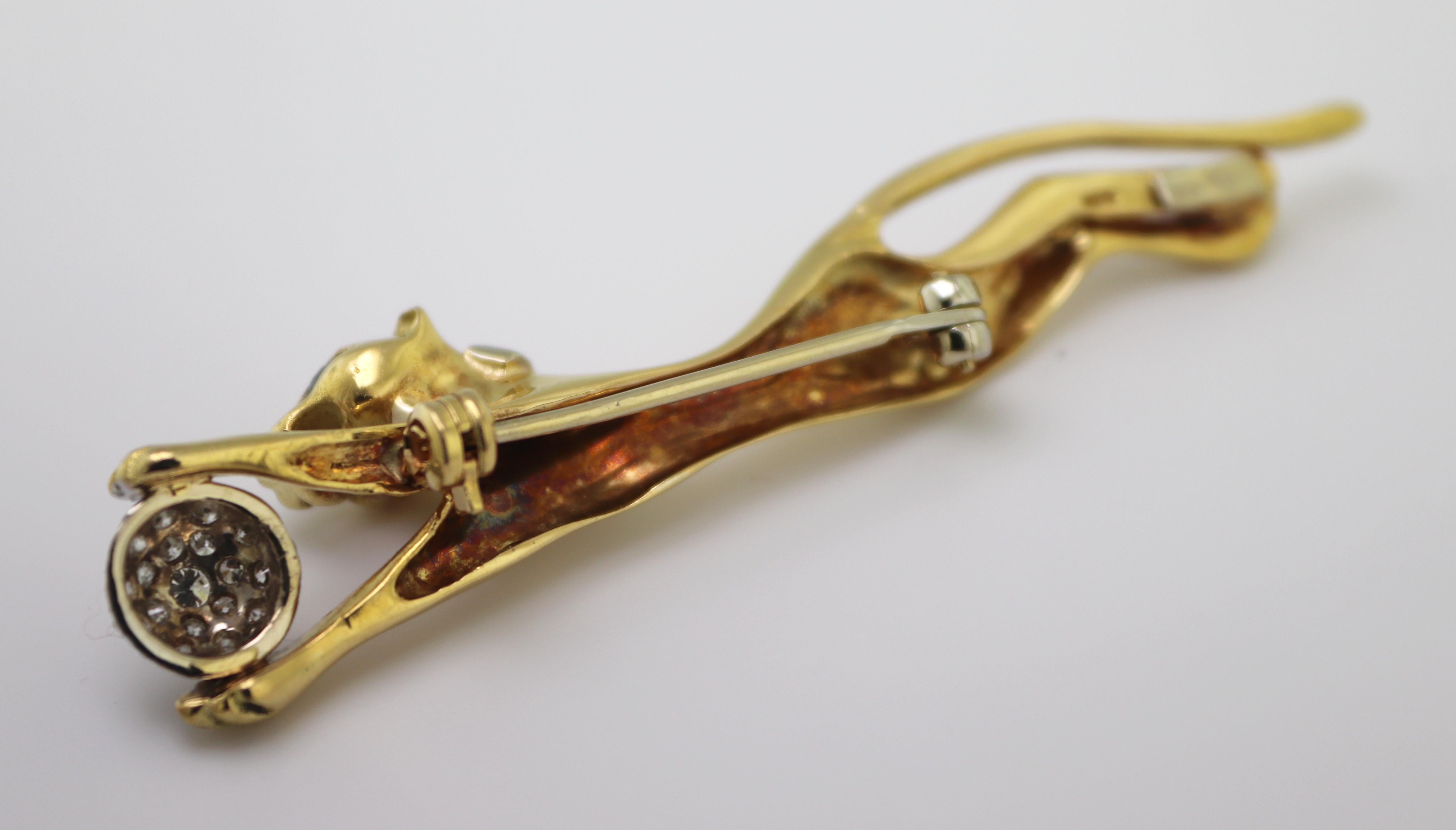 Diamond, Sapphire, Yellow Gold “Leopard” Brooch For Sale 5