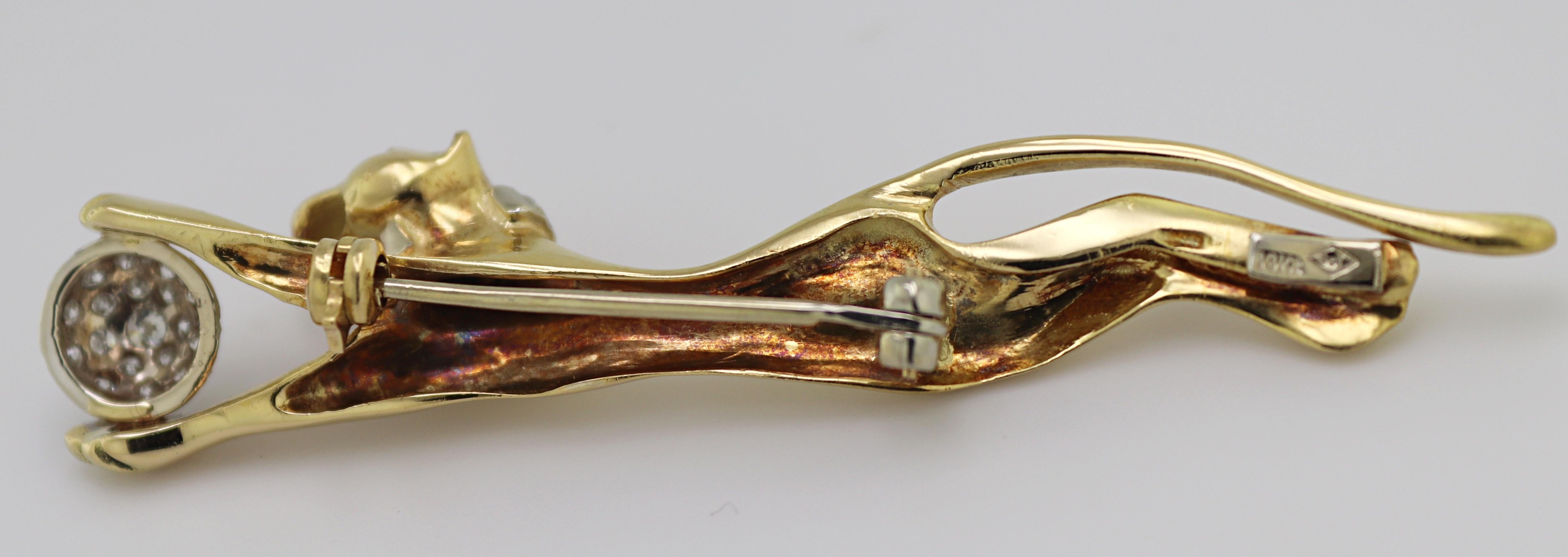 Women's or Men's Diamond, Sapphire, Yellow Gold “Leopard” Brooch For Sale