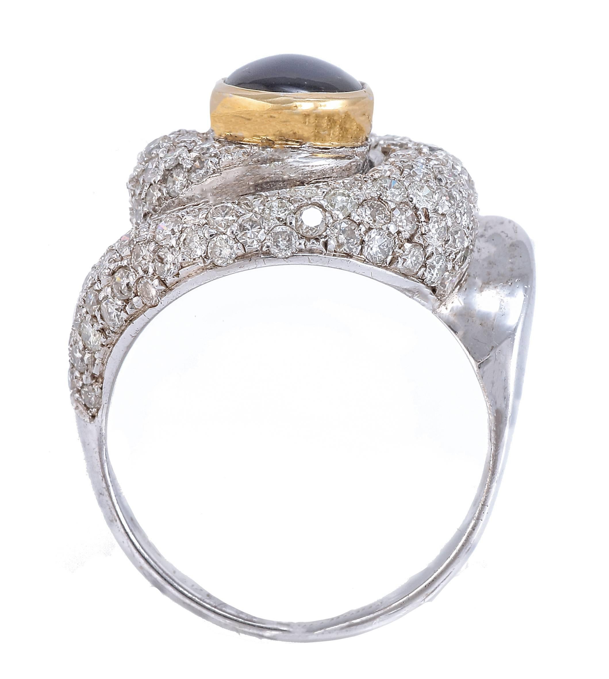 Brilliant Cut Diamond Sapphires White Gold Ring For Sale
