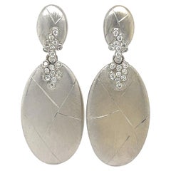 Diamond Satin Dangle Earrings 18k White Gold