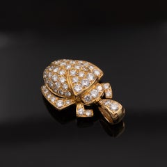 Diamond Scarabée and 18k Yellow Gold Pendant Necklace