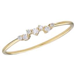 Diamond Scatter Ring, Dainty Gold Right Hand Ring with Diamond For Sale