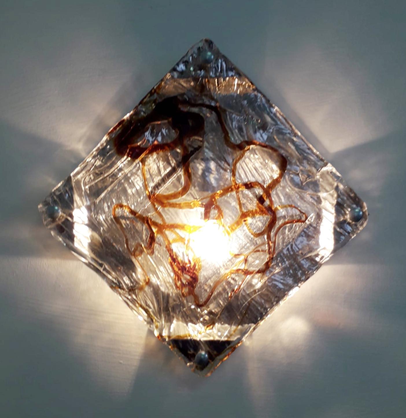 Mid-Century Modern Diamond Sconces / Flushmounts by Mazzega - 6 Available For Sale