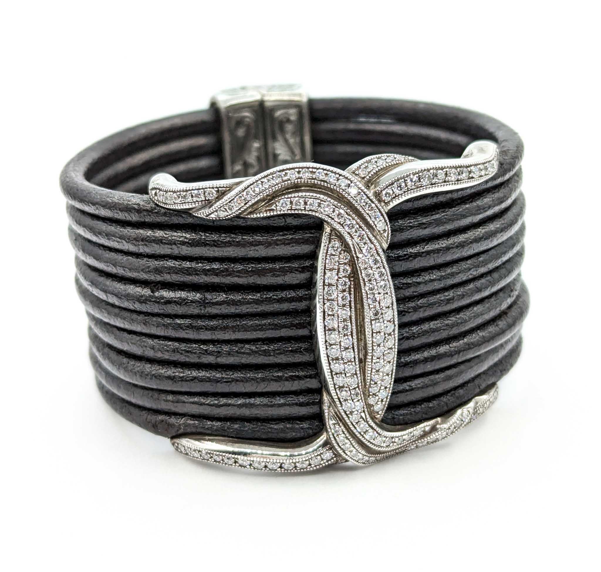 Diamond Scott Kay Bracelet in Sterling Silver & Leather 5