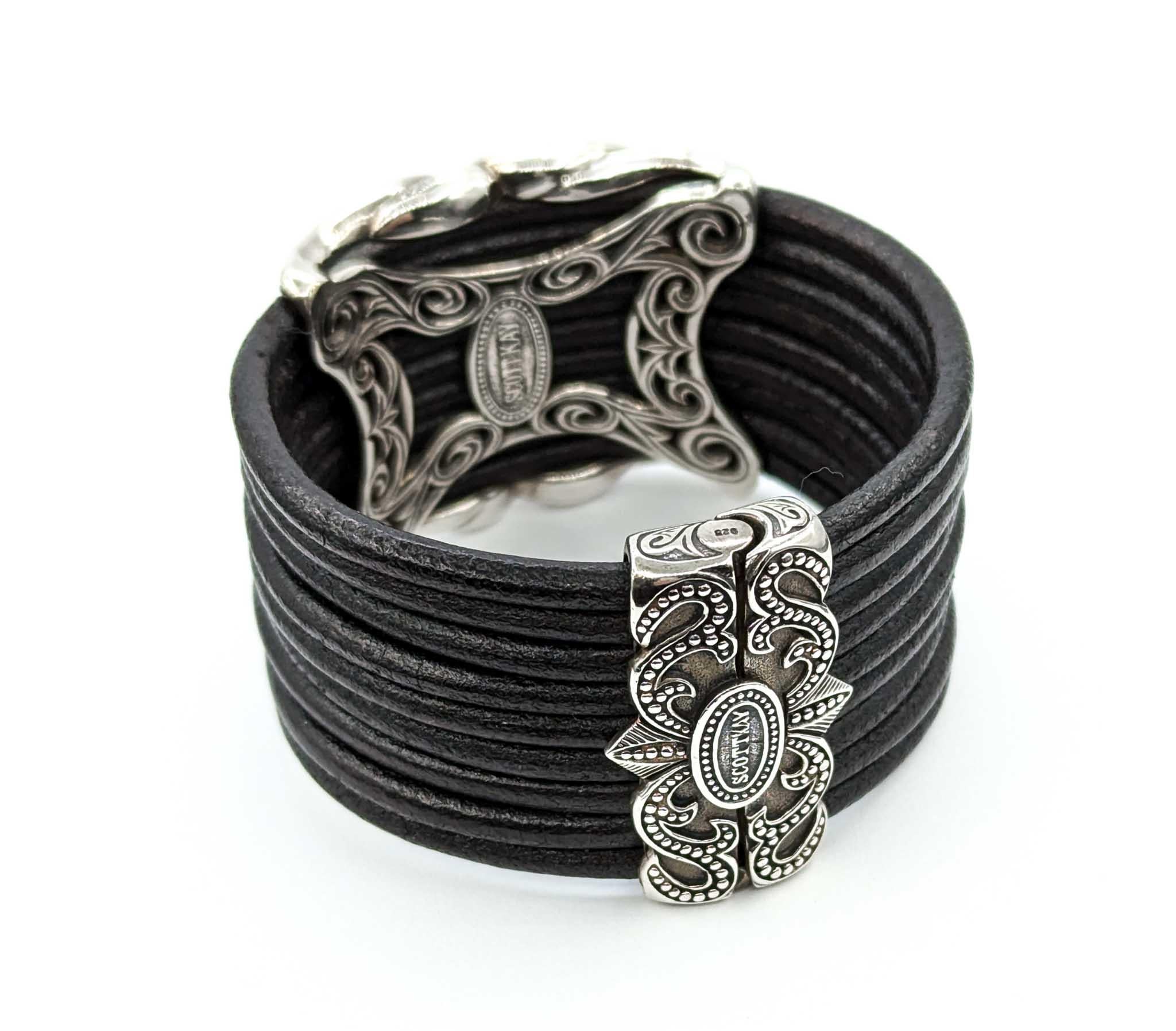 Diamond Scott Kay Bracelet in Sterling Silver & Leather 1
