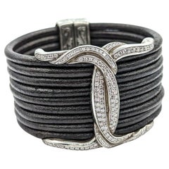 Diamond Scott Kay Bracelet in Sterling Silver & Leather