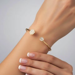Diamond Screw 14K (or 18k upon request) Yellow Gold Head Open Cuff Bracelet