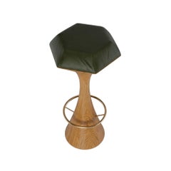 Diamond Sculptural Luxury Bar Chair w/Natural Oak & Olive Velvet by MainGUILTY