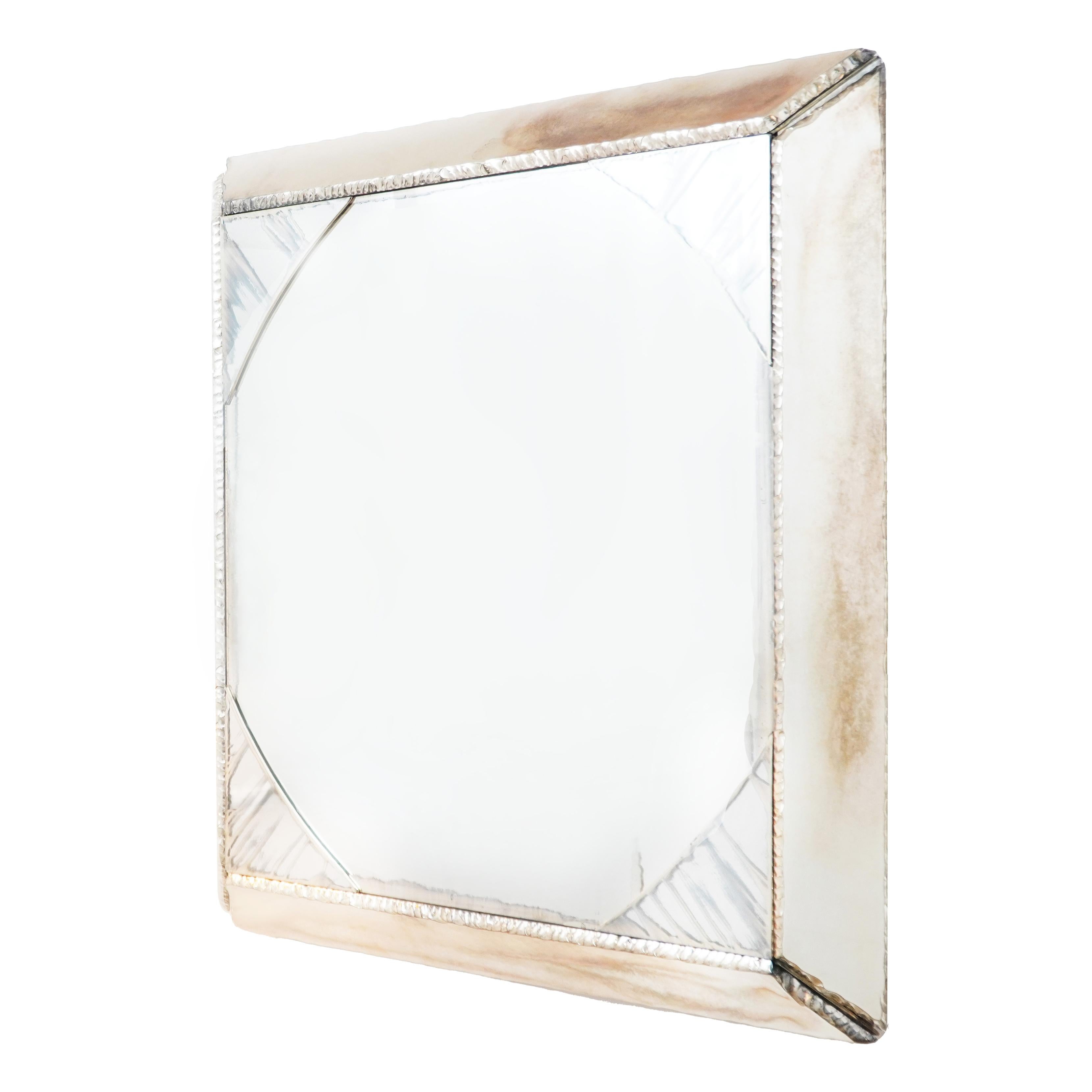 Moderne Miroir sculpture « Diamant » de 90 cm, pièce contemporaine, verre argenté  en vente