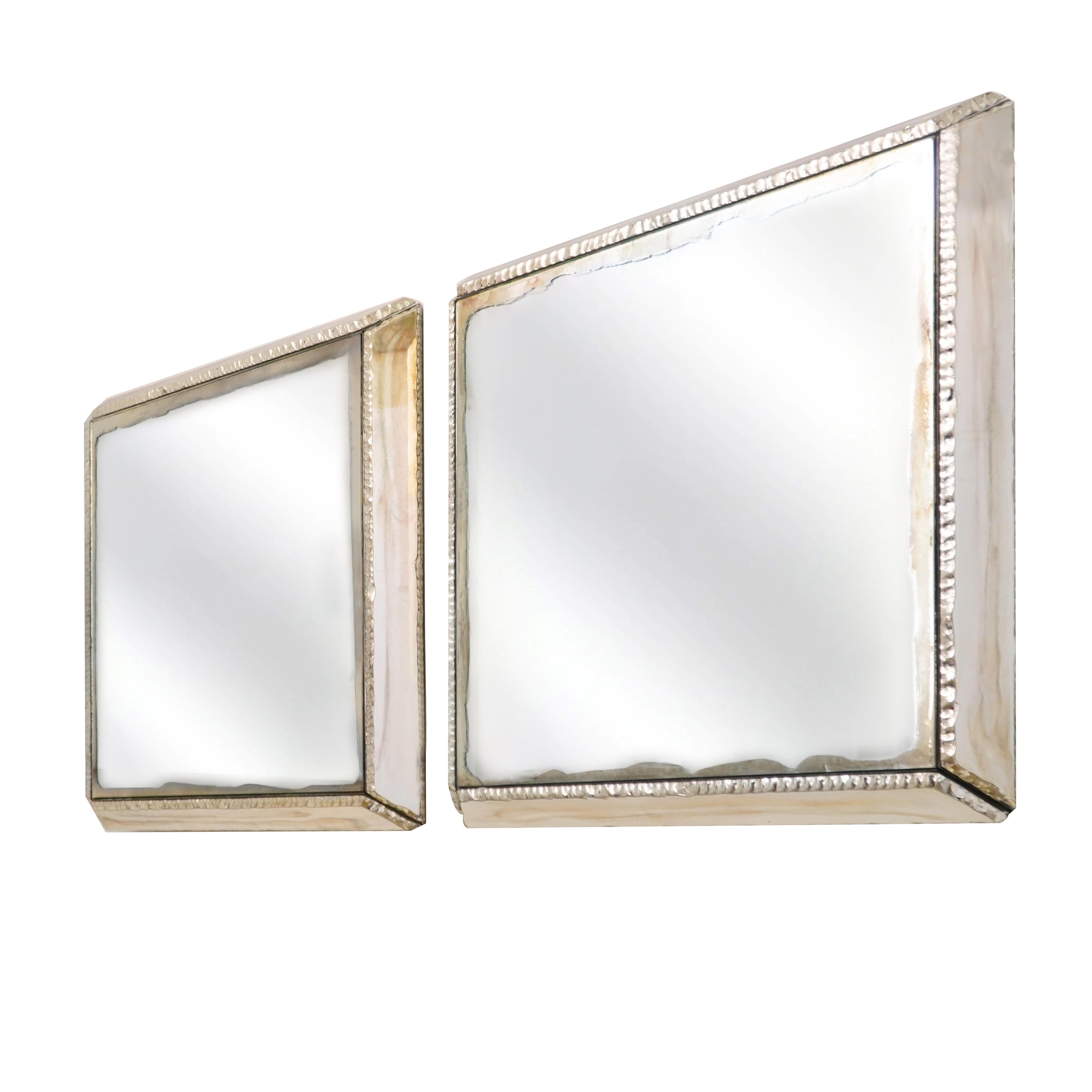 "Diamond" sculpture mirror, contemporary piece, art silvered glass  For Sale