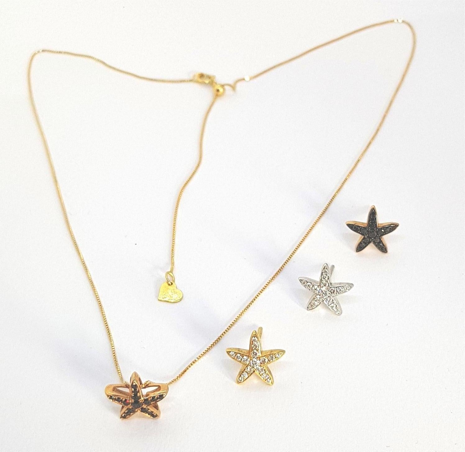 Pendentif étoile de mer avec chaîne en or jaune 18 carats et diamants Neuf - En vente à Bilbao, ES