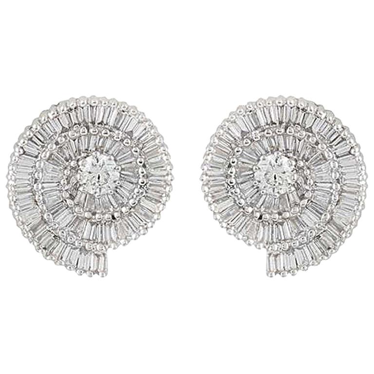 Diamond Seashell Stud Earrings 2.35 Carat