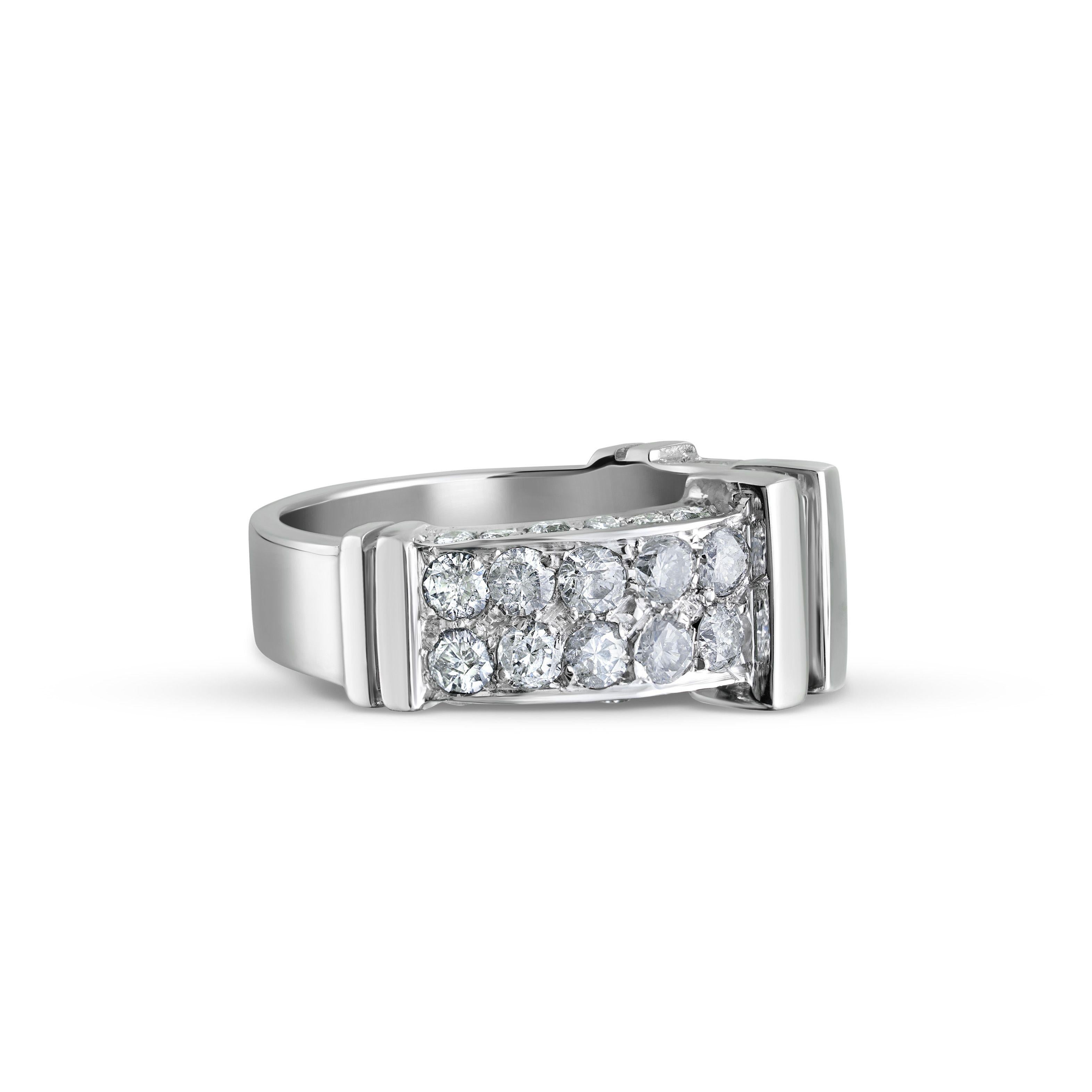 Taille brillant Bague à anneau semi-éternité en or et diamants Estate Fine Jewelry en vente