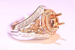 Diamond Semi Mount 18 Karat Yellow Gold White Gold Engagement Fashion Ring