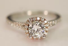 Diamond Semi Mount Engagement Bridal Ring 14 Karat Rose and White Gold .53 Carat