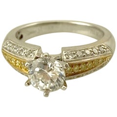 Diamond Semi-Mount Natural Yellow and White Diamonds .41 Carat 18 Karat WY