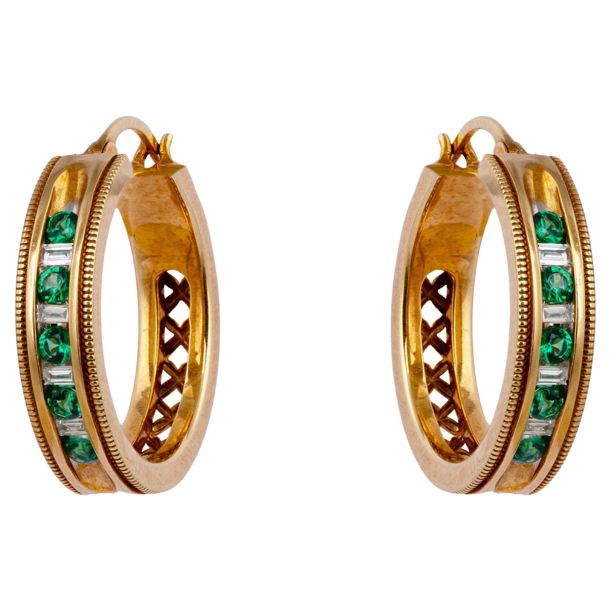 Diamant-Halbedelstein-Ohrring aus 18k Gold  im Angebot