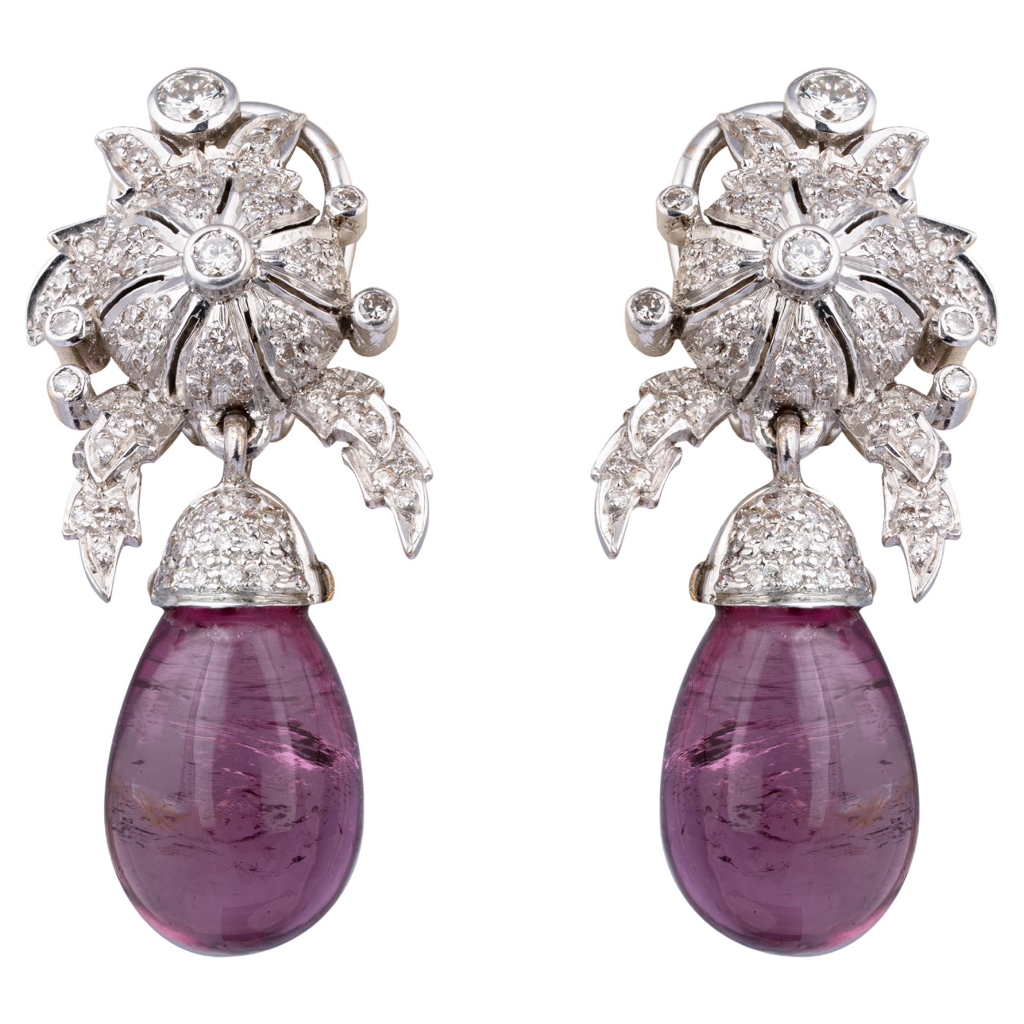 Diamond Semi Precious Earring in 18k gold For Sale