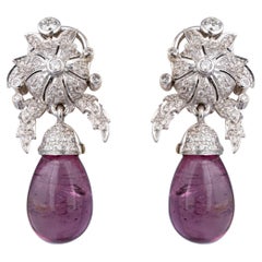 Boucle d'oreille semi-précieuse avec diamant en or 18k